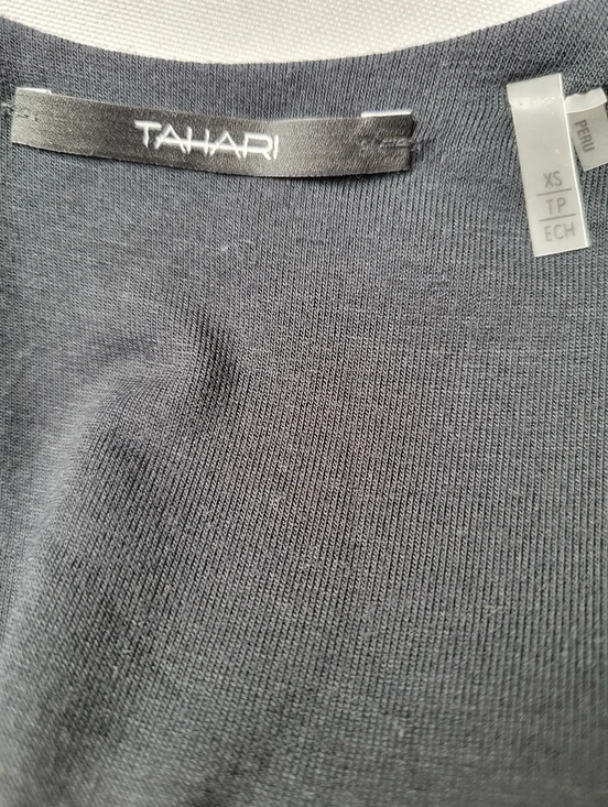 Tahari Luka Maxi Dress Size XS Black Twisted Straps Ruched Waist 22" Slit New - Picture 7 of 11